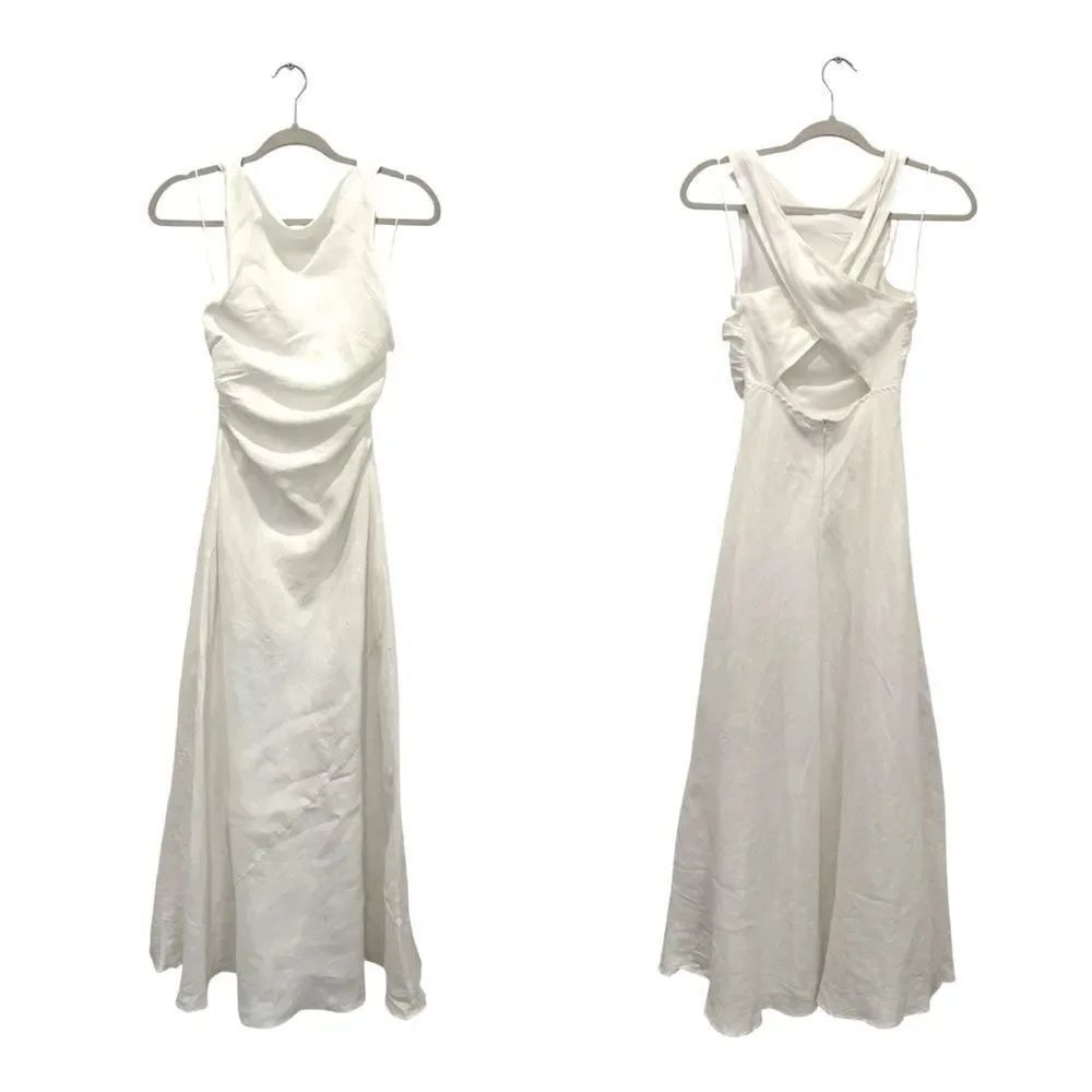 DISSH The Rose Linen Open back maxi dress in white - Picture 6 of 9